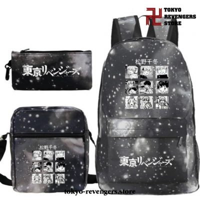 3Pcs/set Tokyo Revengers Characters Backpack Gray