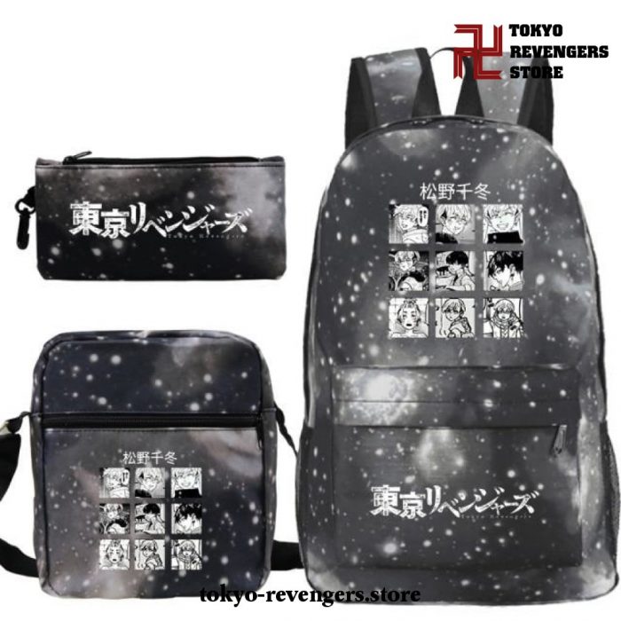 3Pcs/set Tokyo Revengers Characters Backpack Gray